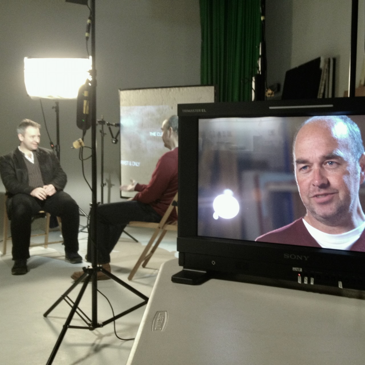 Filming Crowdfunding Video Man on monitor